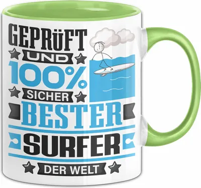 Produktbild von Surfer Geschenk Lustiger Spruch für Surfer Geschenkidee Bester Surfer Der Welt (Grün)