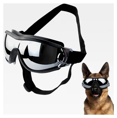 Produktbild von Hundebrille für mittelgroße bis große Hunde, wasserdicht, mit UV-Schutz und verstellbarem Gummiband