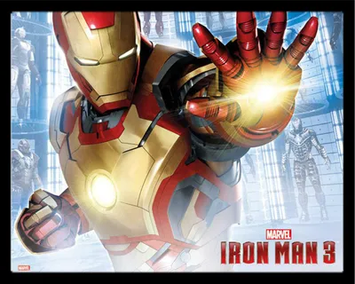 Produktbild von Iron Man - Mini-Poster - 3 - Hand + Wechselrahmen, Shinsuke® Mini MDF schwarz, Acryl-Scheibe