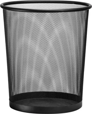 Produktbild von D.RECT Papierkorb aus Drahtgeflecht Draht Mesh | Büro Mülleimer | Abfalleimer für Zimmer unter Schreibtisch | Papiereimer ø26 x 28 cm 12L Schwarz, 266 x 218 x 280 mm