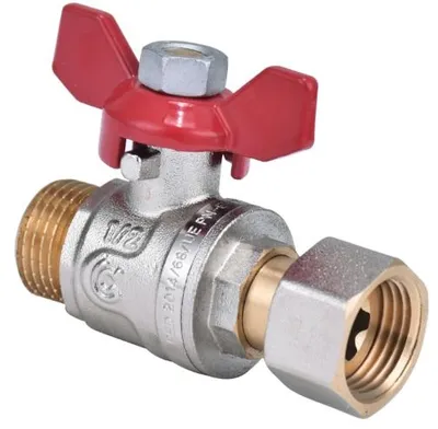 Produktbild von Kugelhahn 1 Zoll Messing AG x Überwurfmutter – Heizung/Trinkwasser rot