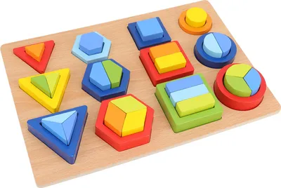 Immagine prodotto di Blocco di legno da ordinare con forma geometrica per bambini, tavola puzzle abbinata, giocattolo educativo