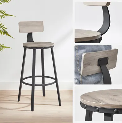 Produktbild von VASAGLE Barhocker, 2er Set, Barstühle, Küchenstühle, mit Rückenlehne