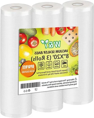 Obrázok produktu pre Vákuové vrecká – Vrecká na potraviny – Na skladovanie potravín – Kvalita vhodná aj na komerčné použitie – 3 rolky, šírka 20 cm – Priehľadné