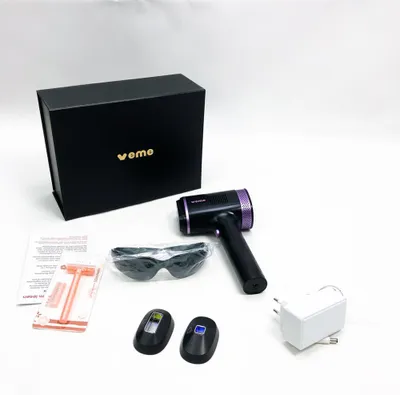 Obrázok produktu pre Prístroj na odstraňovanie chĺpkov VEME Kyanite IPL V701-Pro - bezbolestná epilácia na báze svetla pre trvalo hladkú pokožku s 3 špeciálnymi nástavcami na telo, tvár, oblasť bikín a podpazušia