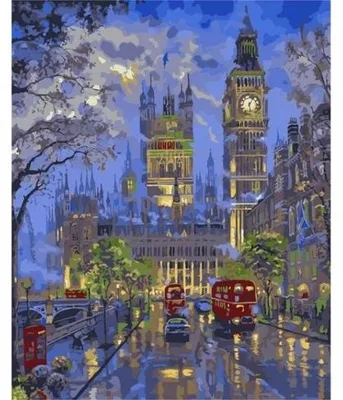 Obrázok produktu pre Obraz podľa čísel, Londýn v noci, 40x50 cm, umiestnený na ráme, kreatívna výtvarná súprava