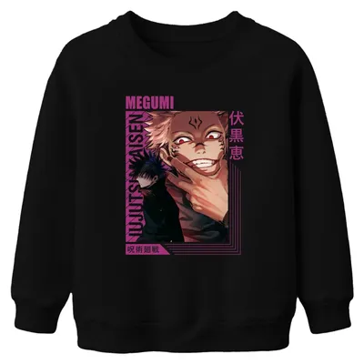 Produktbild von Jujutsu Kaisen Sukuna Megumi Anime Ästhetik Fluch Kinder Sweatshirt Pullover, Schwarz, 140