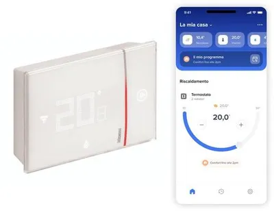Productafbeelding van SXW8002W Smarther2 met, thermostaat voor wandketel, programmeerbaar, ON/UIT-bediening, ook met app, en, luchtvochtigheidsweergave, wit