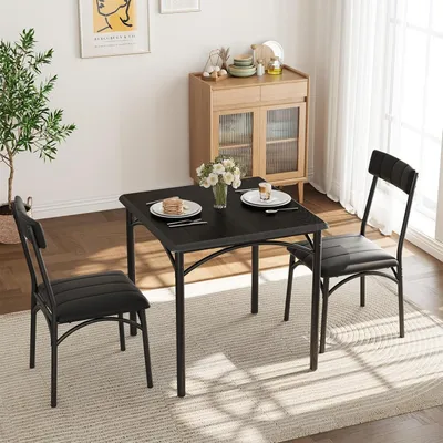 Immagine prodotto di Set da pranzo - Tavolo da pranzo con sedie - Set per sala da pranzo - Tavolo da cucina - Set da bistrot - Tavolo in MDF nero