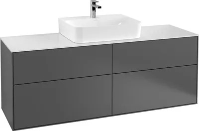 Produktbild von Villeroy & Boch Finion Waschtischunterschrank, Waschbecken mittig, 1600x603x501mm, Glass Black Matt, F19200PC