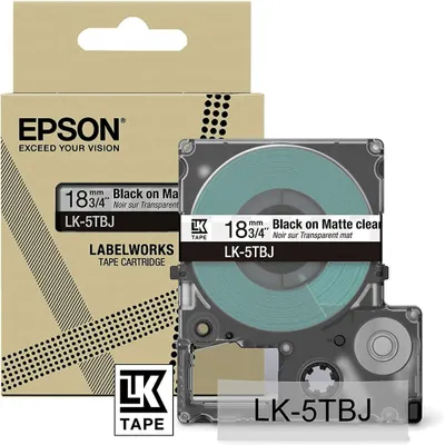 Immagine prodotto di EPSON C53S672066 EPSON Schriftband LK LK-5TBJ C53S672066, 18 mm schwarz auf transparent
