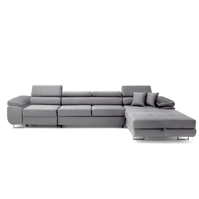 Produktbild von MUFFO Ecksofa ALONZO MAXI Rechts mit Schlaffunktion 125x195 Velours Grau