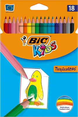 Image de Crayons de couleur BIC Kids Tropicolors étui carton 18 pièces