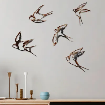 Immagine prodotto di Wallity, Birds-2, Accessorio decorativo da parete in metallo, Multicolore, 100 % METALLO, 19 x 14 cm