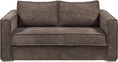 Produktbild von 3-Sitzer Schlafsofa express in braunem Cord - Schlafbereich mit breiten Latten 140 cm - Matratze 14 cm - LORETO