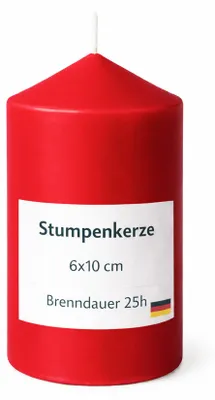 Image de Bougies piliers Ø6cm x 10cm - Rouge