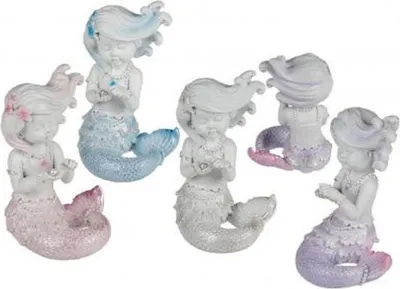 Produktbild von 4 Dekofiguren Meerjungfrauen 12 cm, sitzend, Meerjungfrau Nixe, Figuren Dekoration