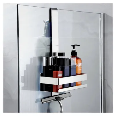 Produktbild von Hängendes Duschregal ohne Bohren für rahmenlose Glastüren, Edelstahl Duschkorb für Glas-Duschabtrennungen, rostfreier Badezimmer Organizer für Shampoo