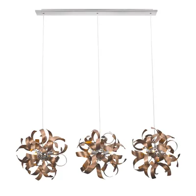 Produktbild von Hängeleuchte RIBBON 3xG9/33W, Kupfer satiniert/Chrom, L: 110 B: 30 H: 120 cm, dimmbar