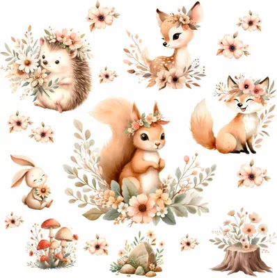 Produktbild von 276 Wandtattoo Waldtiere Boho 1000 x 560 mm