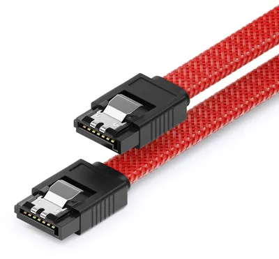 Produktbild von deleyCON SATA 3 Nylon Kabel 60cm gerade 6 Gbit/s - Rot