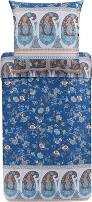 Produktbild von Bassetti Mako-Satin Bettwäsche-Garnitur Genova Farbe Blau-B1 Größe 200x200 + 2x 80x80 AL