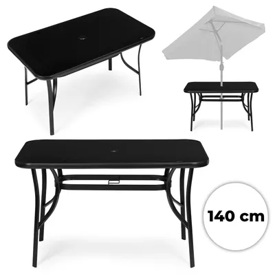 Produktbild von Gartentisch, 140 x 80 cm, Sicherheitsglas, mit Schirmloch