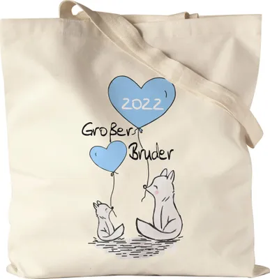 Produktbild von Großer Bruder 2022 Jutebeutel Stoffbeutel Canvas Ankündigung Schwangerschaft Brüder Kinder Babynews Süßes Motiv