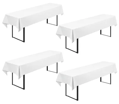 Productafbeelding van Biertischhoezen, 4 stuks, 250x100 cm, wit, polyester, wasbaar