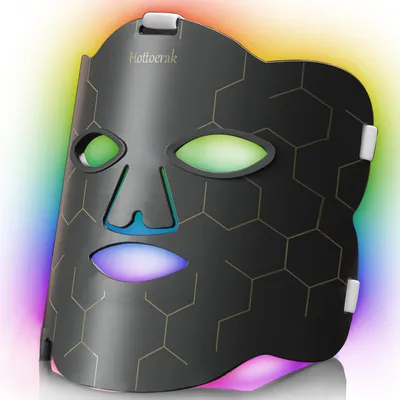 Produktbild von 7 Farben LED Beauty Photonentherapie Maske, LED Gesichtsmaske Rotlichttherapie, Lichttherapiegerät mit 5 Helligkeitsstufen, Gesichtspflege Hautpflege