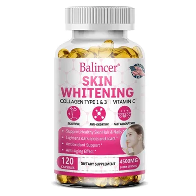 Produktbild von Skin Whitening Glutathione + Collagen 4500mg (120 Kapseln) Nahrungsergänzungsmittel, Anti-Aging, Haut, Haare, Nägel, Hautunreinheiten
