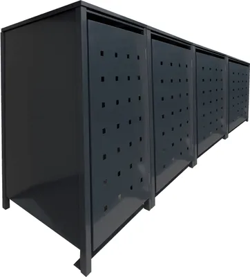 Produktbild von 4 Tailor Mülltonnenboxen Basic für 120 Liter Tonnen Stanzung 3 komplett Schwarz