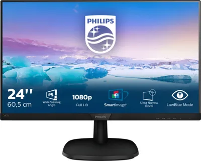 Produktbild von Philips V Line Full-HD-LCD-Monitor 243V7QJAB/00, 60,5 cm (23.8"), 1920 x 1080 Pixel, Full HD, LED, 5 ms, Schwarz