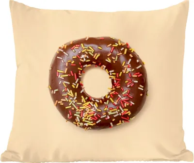 Produktbild von MuchoWow® Zierkissen Sofakissen Wohnzimmer Dekokissen 45x45 cm Schokoladendonut mit Hagel - Schlafpolster - Polster für das Sofa