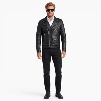 Produktbild von Bohmberg Herren Lederjacke BRANDIDO Bikerjacke Übergangsjacke aus weichem Ziegennappa-Leder Gr. L