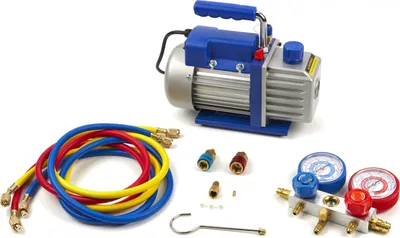 Produktbild von HBM Vakuumpumpe, 1-stufig, mit 2-fachem Manometer, 60 Liter pro Minute