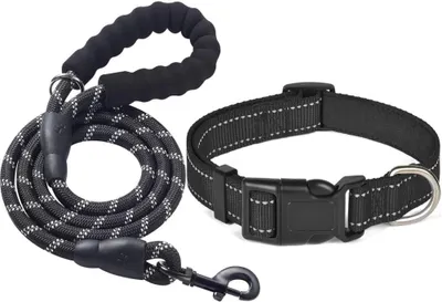 Produktbild von Reflektierendes Hundegeschirr mit Leine, Verstellbares Hundehalsband, Strapazierfähiges Nylon, Für