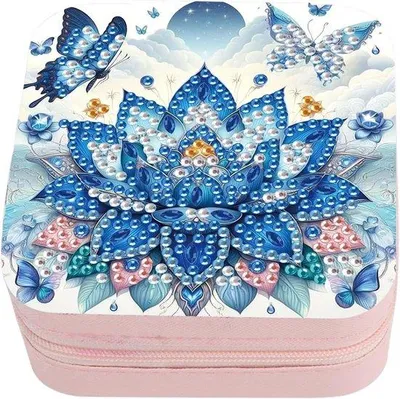 Produktbild von DIY Diamant Gemälde Schmuck Box für Frauen - Portable Travel Schmuck Box für Ohrringe, Ringe und Halsketten - kompakt und bequem für Reisen