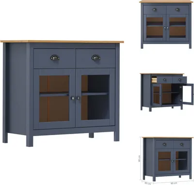 Produktbild von vidaXL Sideboard Hill Grau 90x40x80 cm Massivholz Kiefer -  Sideboards