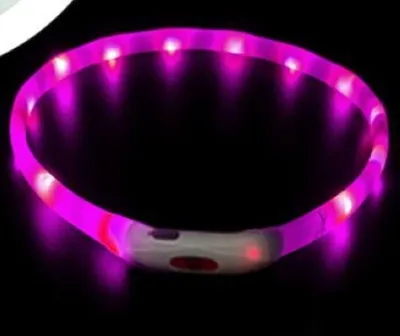Produktbild von LED Hundehalsband Leuchtring – Leuchthalsband Hund für Sichtbarkeit & Sicherheit bei Dunkelheit rosa - Größe M