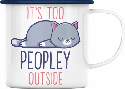 Produktbild von Trendation - Lustige Emaille Tasse mit Spruch Katzenbesitzer Geschenk Sprüche Emaille Emaille Tasse (Blau)