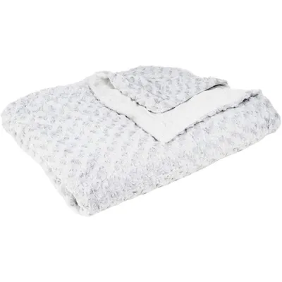 A folded blanket with a textured pattern.
