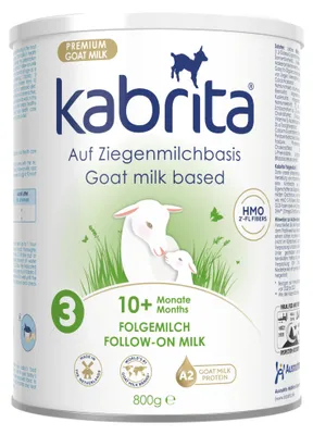 Produktbild von KABRITA | Ziegenmilch Folgemilch/Stage 3 10-24 Monate | Hochwertige Babynahrung - Baby Milch nahrhaft* und sanft zum Babybauch | Inhalt: 800g Babynahrung-Milchpulver