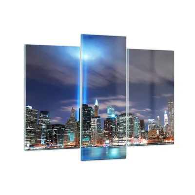 Produktbild von Bilder auf glas - Wolkenkratzer Lichter Ansicht - 130x100cm - Glasbilder - Wandbilder - Kunstdruck - zum Aufhängen bereit - Wanddekoration aus Glas - Glas Bilder - Wandbild auf Glas - GCB130x100-0220