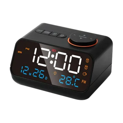 Image de Réveil radio numérique – Réveil LED rechargeable avec radio FM, affichage de la température, de l'humidité et fonction snooze
