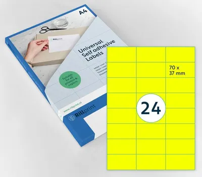 Produktbild von Rillprint – Etikett 70 x 37 mm, Fluorgelb, 2400 Etiketten