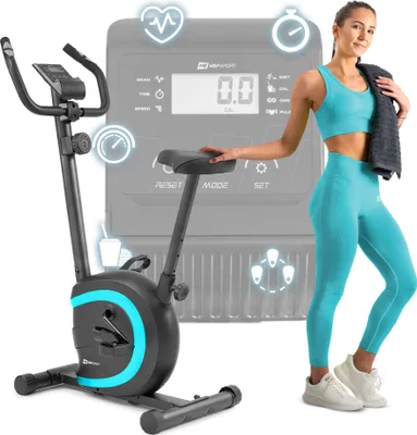 Produktbild von Hop-Sport Heimtrainer HS-015H, kompakter Hometrainer für Senioren geeignet, Fahrrad ideal für das Training zuhause, Pulssensoren & Anti-Rutsch-Pedale