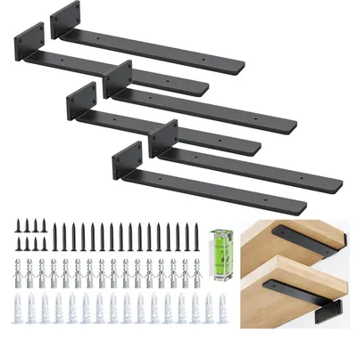 Regalträger 30 cm, schwarz, 6er-Pack, 90° Winkel, Eisen
