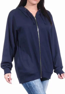 Produktbild von Uni Trainings-Jacke mit Kapuze für Hausanzug, Sportanzug oder Jogginanzug Oberteil ; navy , M