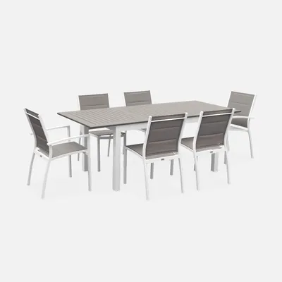 Immagine prodotto di Set tavolo da giardino allungabile in alluminio con 6 sedie, Bianco
